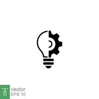 Light bulb glyph icon. Simple solid style. Idea with gear wheel machine, creative, lamp, silhouette lightbulb symbol, inspiration concept. Vector illustration isolated on white background. EPS 10.