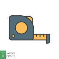 Measure tape flat icon. Simple filled outline style. Meter, length, metric, size concept for app and web. Vector illustration isolated on white background. EPS 10.