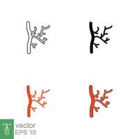 Human artery icon in different style. Two colored and black human artery vector icons designed in filled outline, line, glyph and solid style. Vector illustration isolated on white background. EPS 10