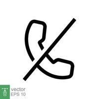 No call and phone line icon. Simple outline style. Block communication business concept. Vector illustration isolated on white background. EPS 10.