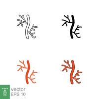 Human artery icon in different style. Two colored and black human artery vector icons designed in filled outline, line, glyph and solid style. Vector illustration isolated on white background. EPS 10