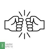 Fist bump line icon. Bro fist bump or power five pound outline style for apps and websites. Hand brother respect, impact, and handshake. Vector illustration on white background. EPS 10.