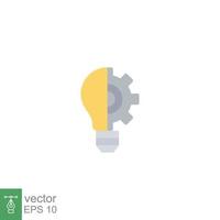 Light bulb icon. Simple flat style. Idea with gear wheel machine, creative solution, lamp, lightbulb symbol, inspiration concept. Vector illustration isolated on white background. EPS 10.