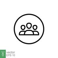 3 people line icon. Simple outline style. Multi user, circle, group, person, service concept. Crowd sign symbol design. Vector illustration isolated on white background. EPS 10.