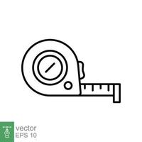 Measure tape line icon. Simple outline style. Meter, length, metric, size concept for app and web. Vector illustration isolated on white background. EPS 10.