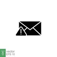 Warning alert message icon. Solid style for web template and app. Email, suspicious, letter, mail, news, notification, vector illustration design on white background. EPS 10.