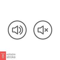 Speaker, audio and sound mute line icon. Simple outline style for Video Conference, Webinar and Video chat. Vector illustration isolated on white background. Editable stroke EPS 10.