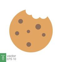 Cookie biscuit icon. Simple flat style sign. Bite of dessert, bread crumbs, chocolate sweetness. Eaten cookies symbol. Vector illustration isolated on white background. EPS 10.