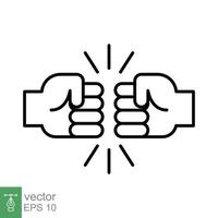 Fist bump line icon. Bro fist bump or power five pound outline style for apps and websites. Hand brother respect, impact, and handshake. Vector illustration on white background. EPS 10.