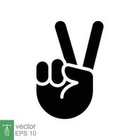 Hand gesture V sign for victory or peace glyph icon. Simple solid style for apps and websites. Vector illustration on white background. EPS 10.