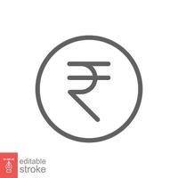 Rupee line icon. Simple outline style, rupee symbol. Bank, money cash business concept. Vector illustration isolated on white background. Editable stroke EPS 10.