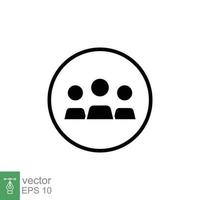 3 people flat icon. Simple solid style. Multi user, circle, group, person, service concept. Crowd sign symbol design. Vector illustration isolated on white background. EPS 10.