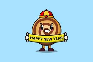 linda dibujos animados galletas chino contento nuevo año vector
