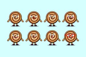 Set kawaii Cookies cartoon character expressions vector