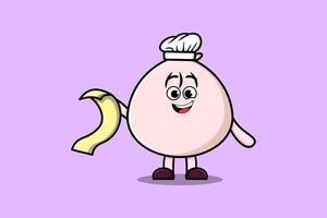 Cute cartoon Dim sum chef with menu in hand vector
