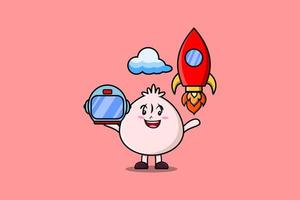 Cute mascot cartoon character Dim sum as astronaut vector