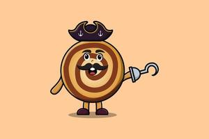 galletas piratas de dibujos animados lindo con mano de gancho vector