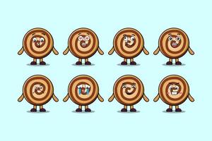 Set kawaii Cookies cartoon character expressions vector