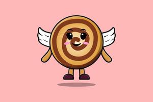 Cute cartoon Cookies character wearing wings vector