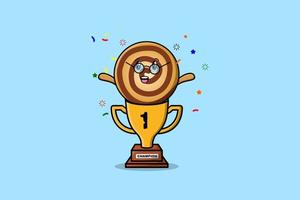 Cute cartoon Cookies character in trophy vector