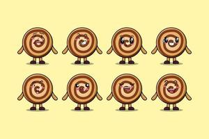 Establecer expresiones de personajes de dibujos animados de galletas kawaii vector
