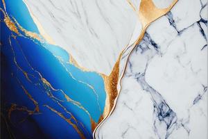 Elegant Blue, White, and Gold Marble Texture for high-end designs. Stunning image for website backgrounds, social media posts, and more. Bold, sleek patterns with luxurious color palette. photo