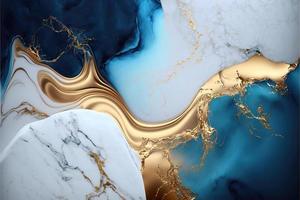 Elegant Blue, White, and Gold Marble Texture for high-end designs. Stunning image for website backgrounds, social media posts, and more. Bold, sleek patterns with luxurious color palette. photo