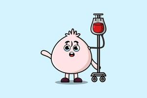 Cute cartoon of Dim sum having blood transfusion vector