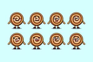 Set kawaii Cookies cartoon character expressions vector