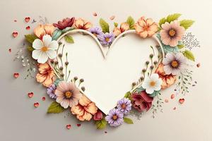 Heart shaped flowers frame background HD photo