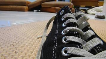 close up used sneaker casual shoes photos from above