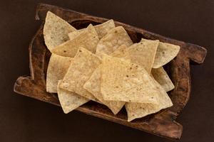 Corn Tortilla Chips in a Wood Bowl photo