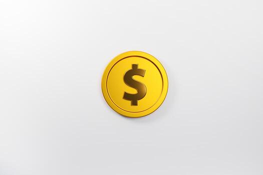 3D Single Golden Dollar Coin  isolated background photo