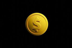 3D Single Golden Dollar Coin  isolated background photo