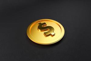 3D Single Golden Dollar Coin  isolated background photo