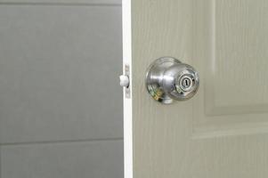 Roundly door knob lock handle home security close. The doorknob is being found that caused the COVID 19 infection. photo