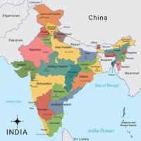 India Regions Map vector