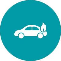 coche único en icono de vector de fuego