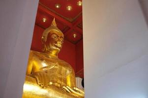 Ancient Huge Buddha Image at Wihan Phra Mongkhon Bophit Temple where is a Famous Temple in Ayutthaya, Thailand. photo