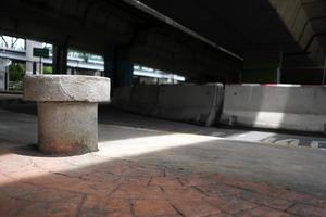 Concrete Pin Barrier with Light Beam. photo