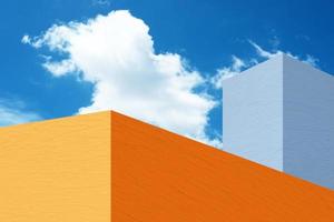 Colorful Wall with White Cloud and Blue Sky. photo