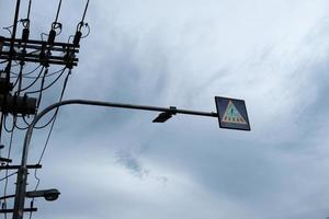 Pedestrians Light Sign with Evening Sky Background. photo