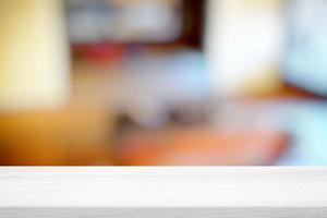 White Wood Table with Blurred Japanese Room Background. photo