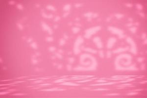 Pacific Pink Room Background with Light Beam and Flora Shadow, Suitable for Cosmetic Product Presentation Backdrop, Display, and Mock up. photo