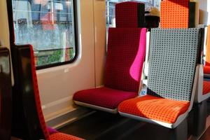 Seat in Cabin of Railway Train in Paris. photo