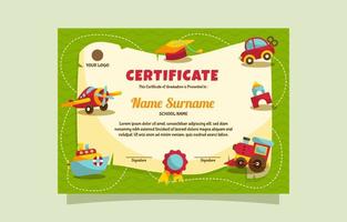 niños juguetes tema certificado modelo vector