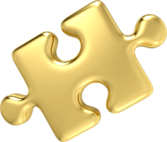 3d gold metal puzzle icon in trendy. puzzle icon page symbol for your web site design puzzle icon logo, app, UI. 3d rendering png