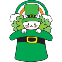 ST patrick's day cartoon cute character cat clipart. png