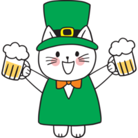 ST patrick's day cartoon cute character cat clipart. png