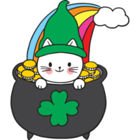 ST patrick's day cartoon cute character cat clipart png